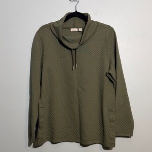 L.L. Bean Sweater Women’s Large Green Softlight Quilted Funnelneck Pullover Top